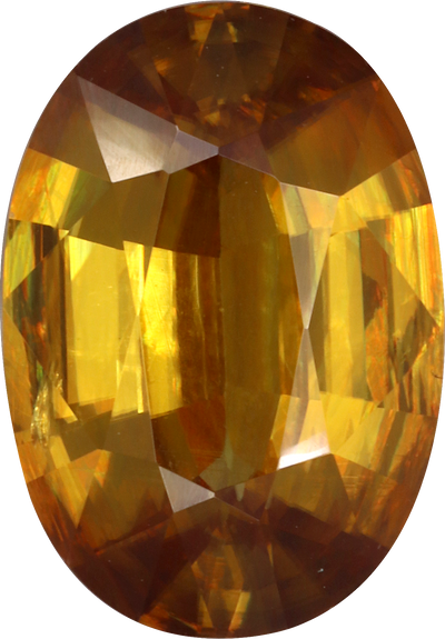Oval cut sphene, 13.15 by 9.11 mm, shown at actual size