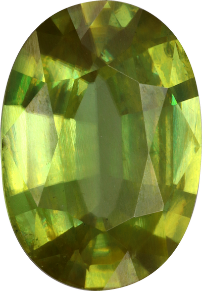 Oval cut sphene, 13.09 by 9.03 mm, shown at actual size