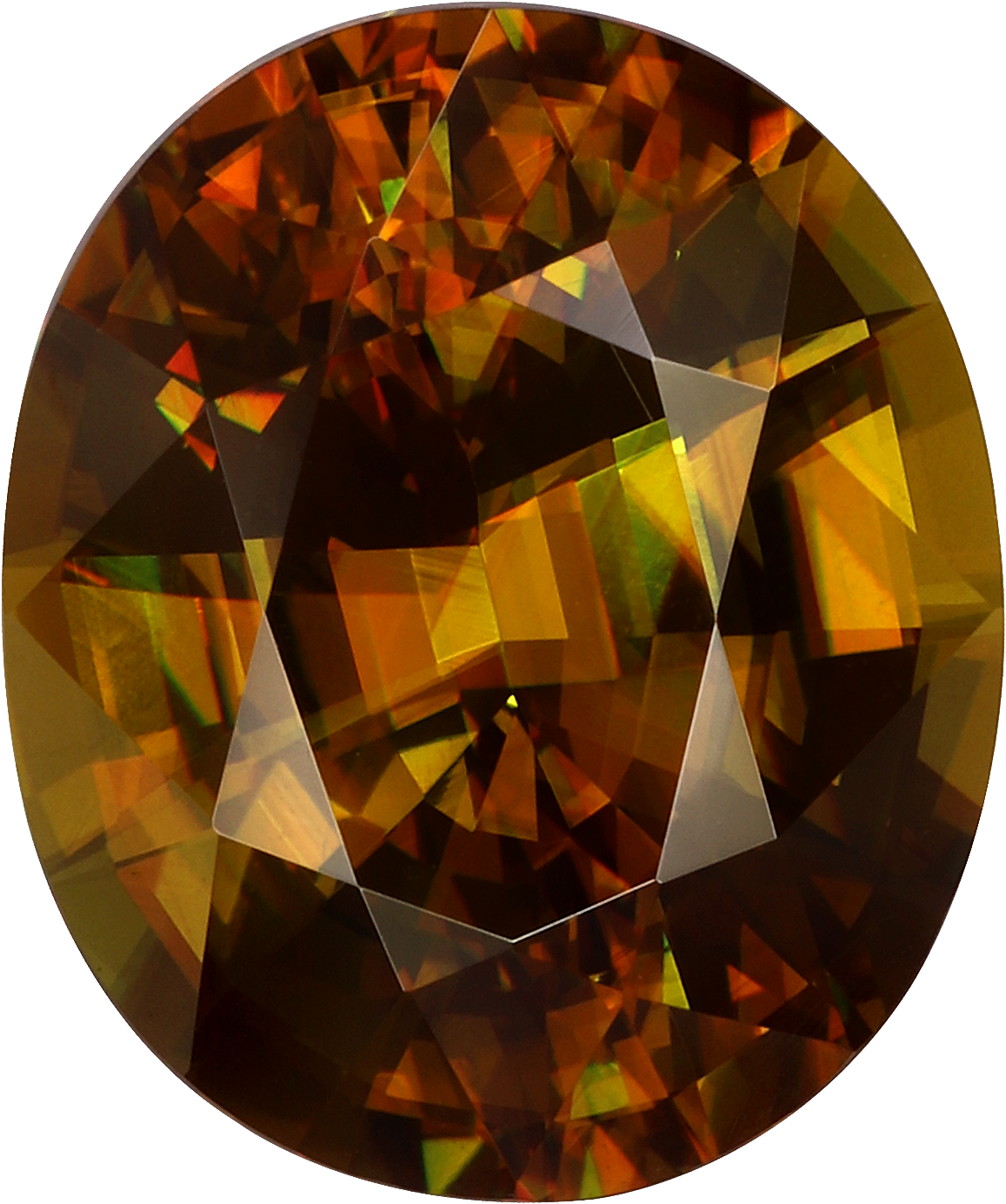 Oval cut sphene, 10.85 by 9.05 mm, shown at actual size