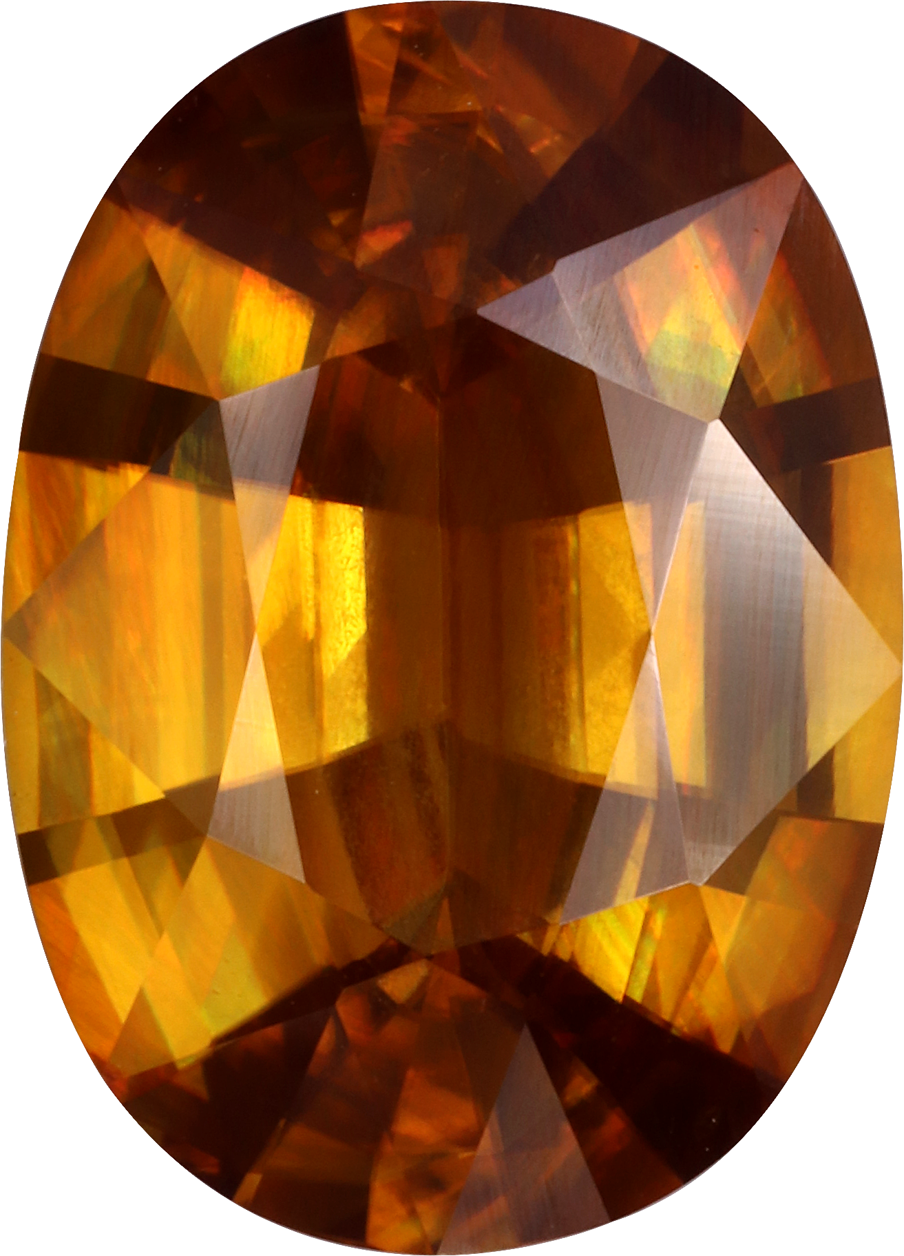 Oval cut sphene, 13.75 by 9.88 mm, shown at actual size