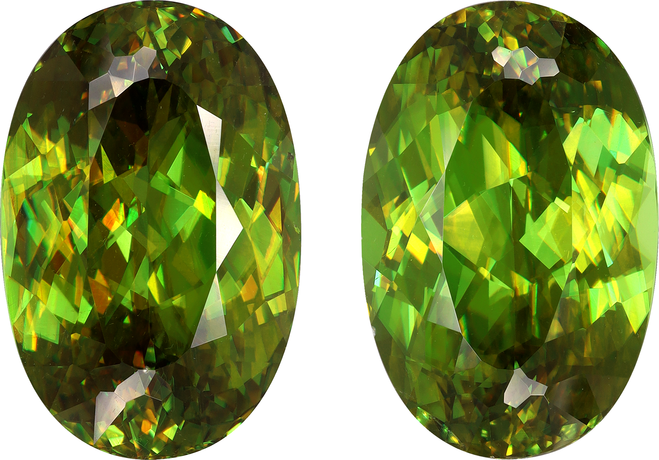 Oval cut sphene, 17.05 by 11.11 mm, shown at actual size