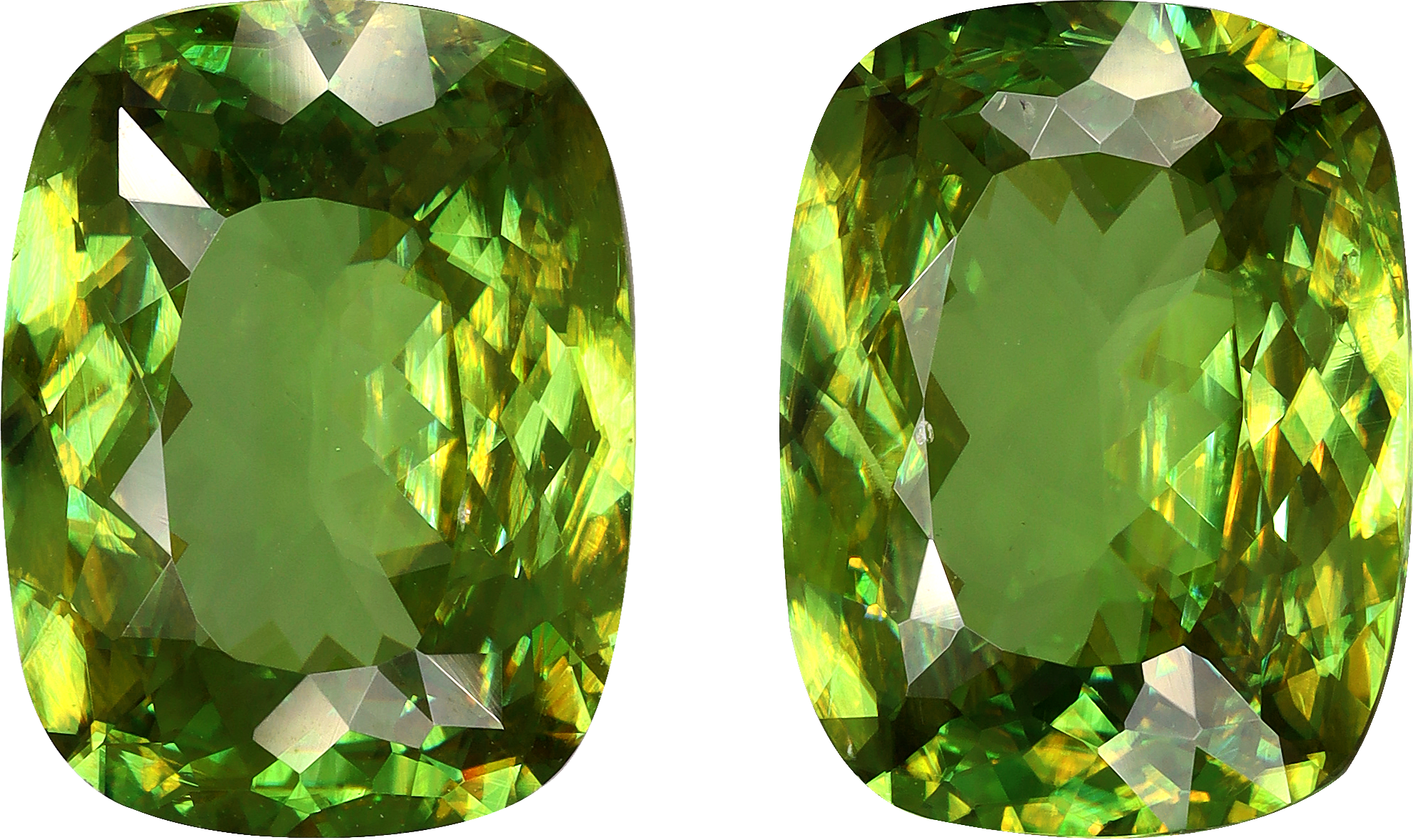 Cushion cut sphene, 14.1 by 10.66 mm, shown at actual size