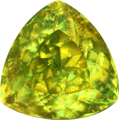 Trilliant cut sphene, 12.57 by 12.51 mm, shown at actual size