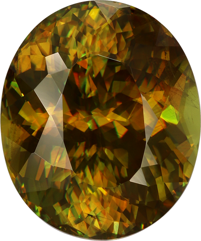Oval cut sphene, 12.05 by 10.07 mm, shown at actual size