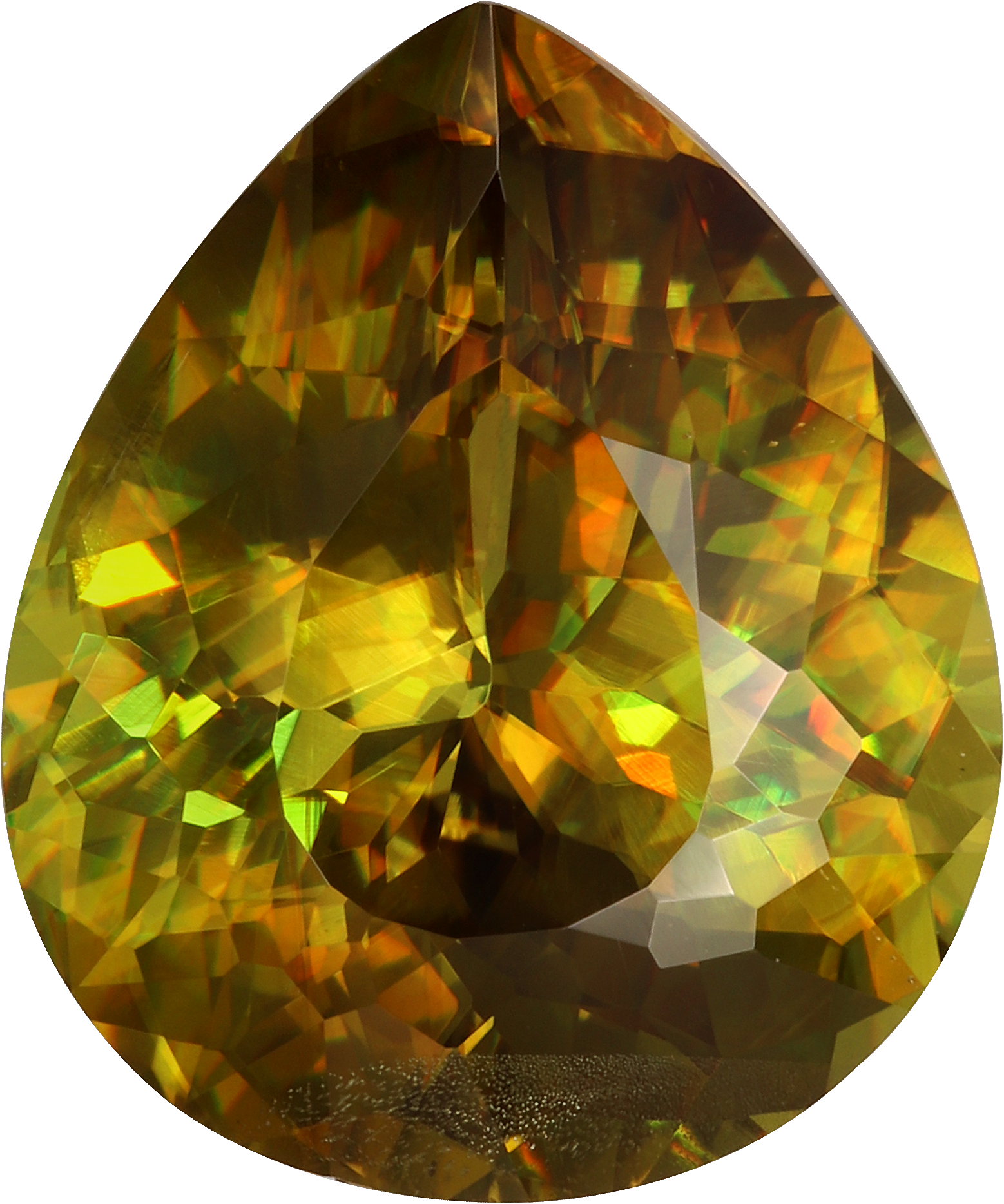 Pear cut sphene, 11.88 by 9.92 mm, shown at actual size