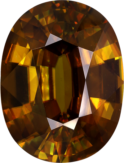 Oval cut sphene, 16.07 by 12.18 mm, shown at actual size