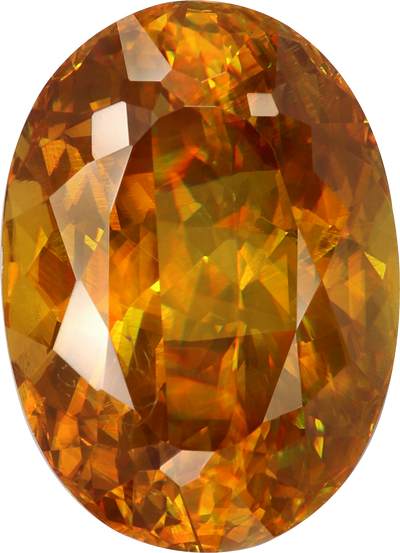 Oval cut sphene, 14.04 by 10.19 mm, shown at actual size