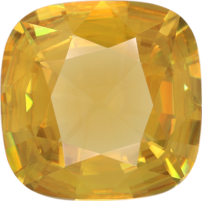 Cushion cut sphene, 14.16 by 14.09 mm, shown at actual size