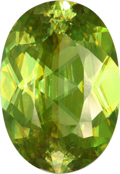 Oval cut sphene, 13.14 by 9.13 mm, shown at actual size