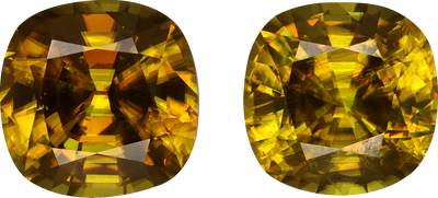 Cushion cut sphene, 8.41 by 8.3 mm, shown at actual size