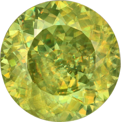 Round cut sphene, 7.9 by 7.9 mm, shown at actual size