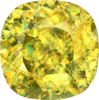 Cushion cut sphene, 8.58 by 8.5 mm, shown at actual size