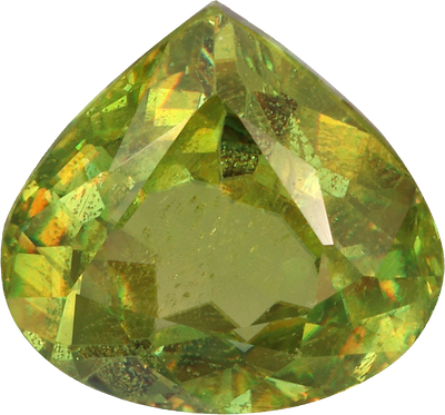 Pear cut sphene, 8.52 by 8.39 mm, shown at actual size
