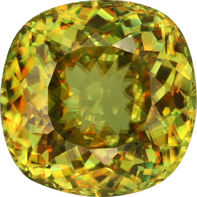 Cushion cut sphene, 8.76 by 8.71 mm, shown at actual size