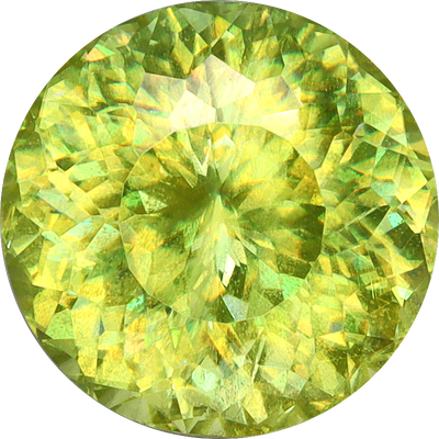 Round cut sphene, 7.46 by 7.39 mm, shown at actual size