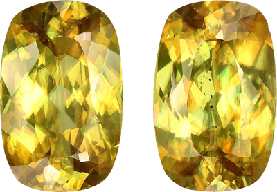 Cushion cut sphene, 12.09 by 7.74 mm, shown at actual size