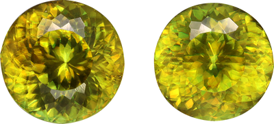 Round cut sphene, 7.9 by 7.86 mm, shown at actual size