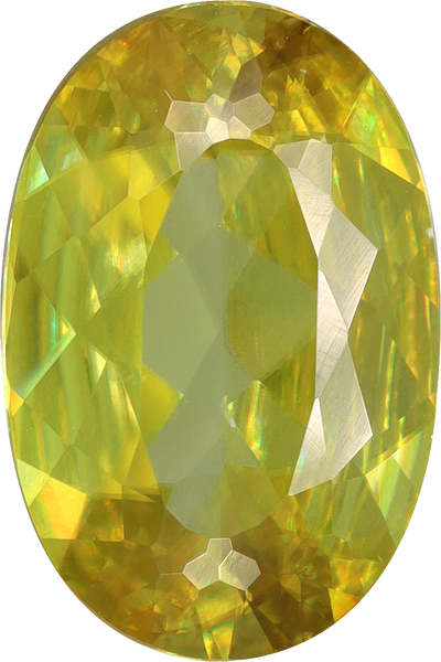 Oval cut sphene, 12.12 by 8 mm, shown at actual size