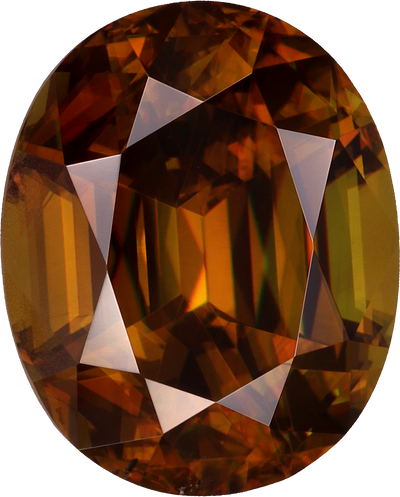 Oval cut sphene, 10.82 by 8.82 mm, shown at actual size