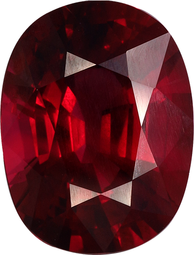 Oval cut mozambique ruby, 9.85 by 7.54 mm, shown at actual size