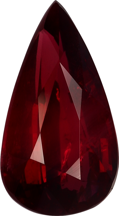 Pear cut mozambique ruby, 12.55 by 7.08 mm, shown at actual size