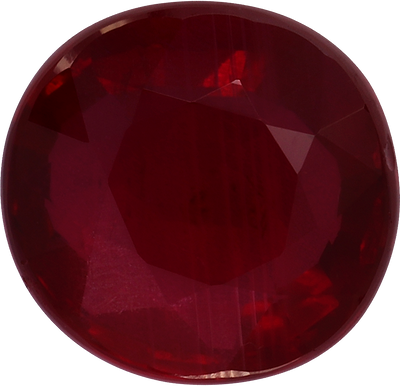 Cushion cut mozambique ruby, 8.55 by 8.23 mm, shown at actual size