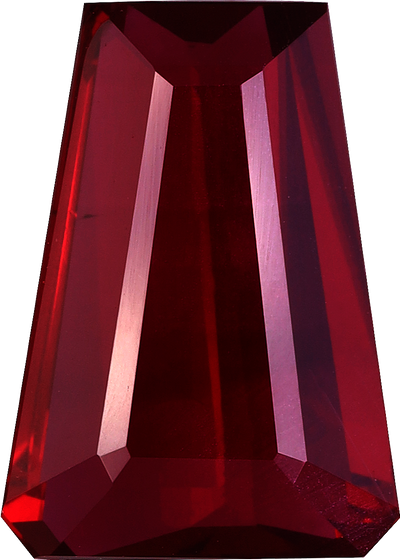 Fancy cut mozambique ruby, 11.1 by 7.91 mm, shown at actual size