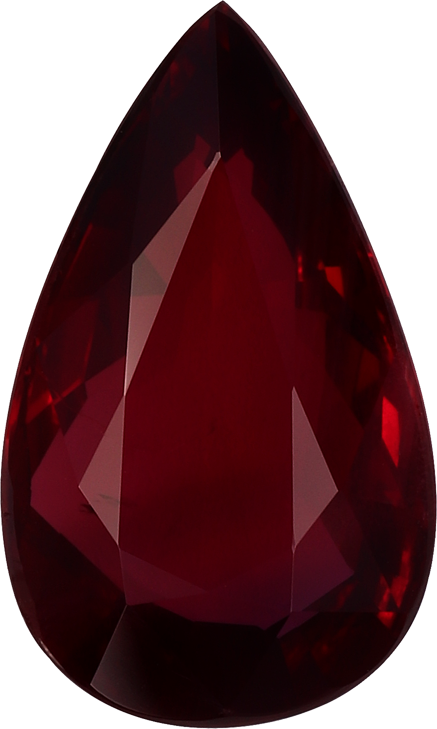 Pear cut mozambique ruby, 13.63 by 8.14 mm, shown at actual size