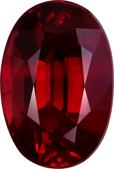 Oval cut mozambique ruby, 10.05 by 6.8 mm, shown at actual size