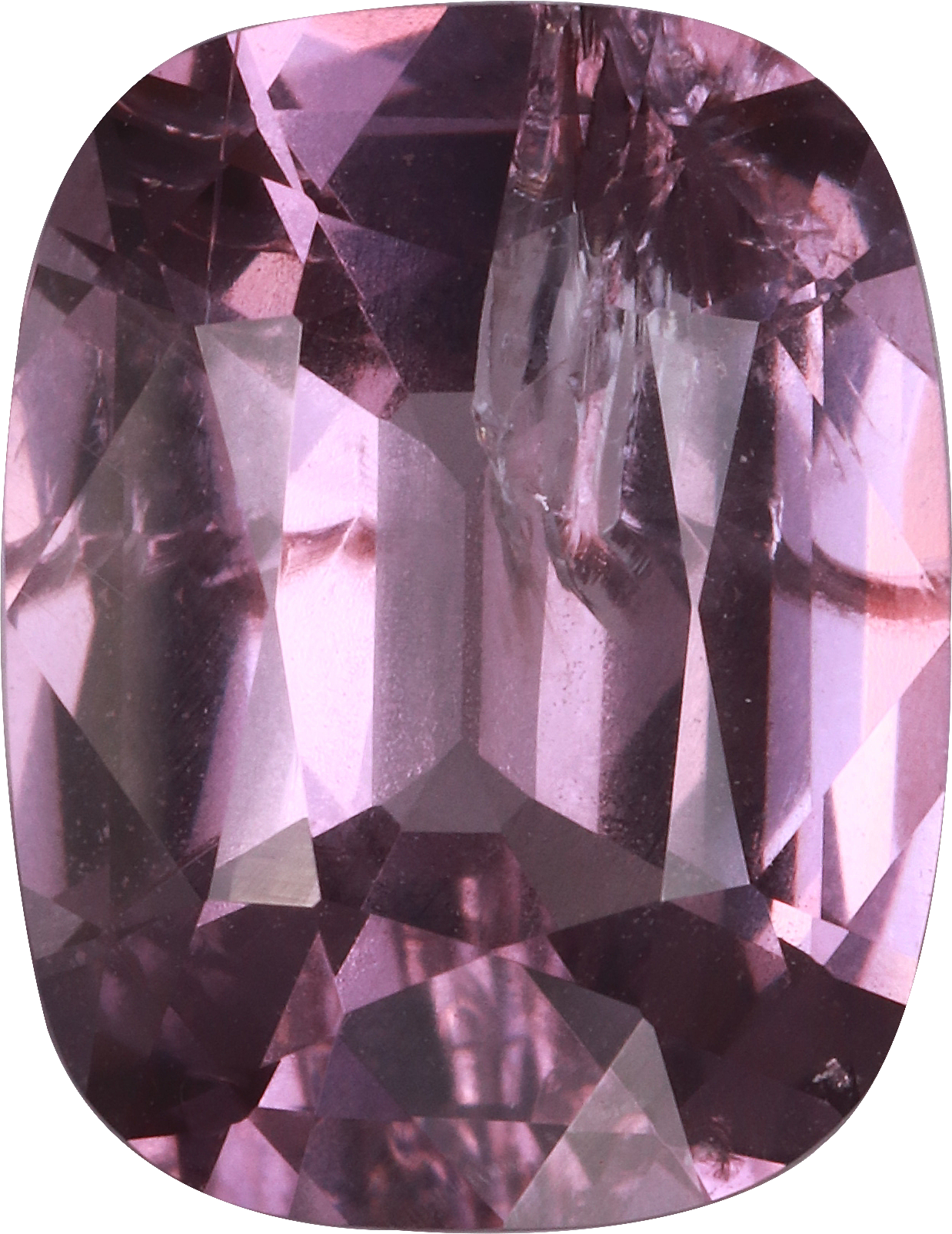 Cushion cut purple spinel, 10.11 by 7.84 mm, shown at actual size