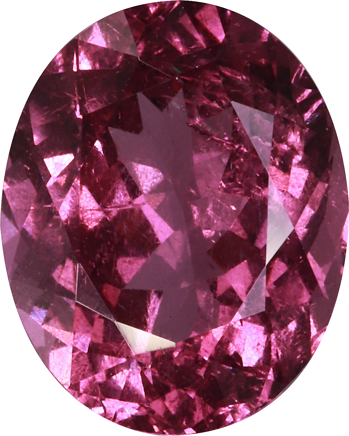 Oval cut pink spinel, 12.59 by 10.07 mm, shown at actual size