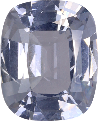 Cushion cut grey spinel, 10.09 by 8.15 mm, shown at actual size