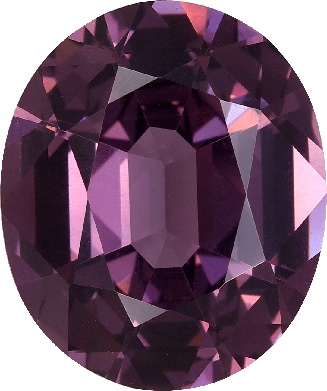 Oval cut spinel, 11.89 by 9.93 mm, shown at actual size