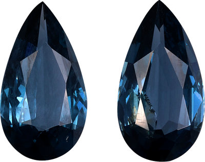 Pear cut blue spinel, 9.98 by 5.41 mm, shown at actual size