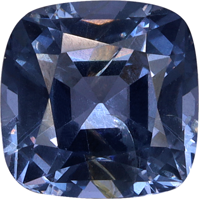 Cushion cut purple spinel, 5.58 by 5.57 mm, shown at actual size