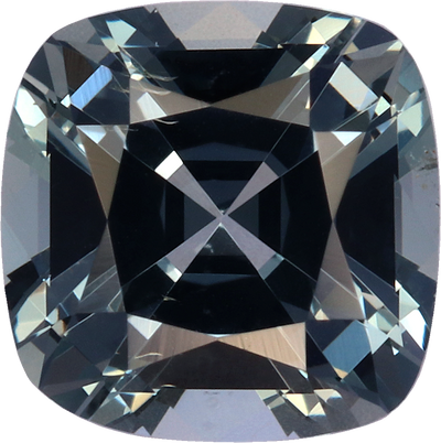 Cushion cut grey spinel, 6.17 by 6.14 mm, shown at actual size