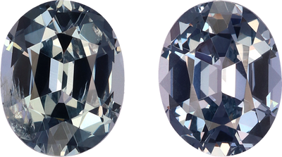 Oval cut grey spinel, 6.78 by 5.38 mm, shown at actual size