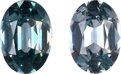 Oval cut grey spinel, 8.49 by 5.95 mm, shown at actual size