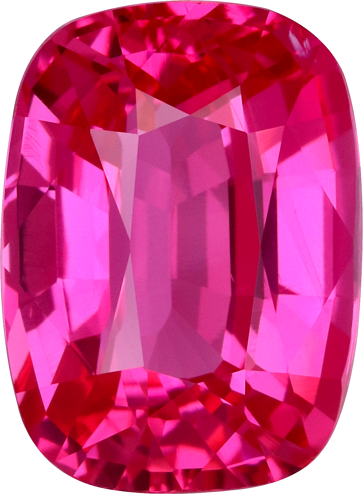 Cushion cut pink spinel, 9.82 by 7.23 mm, shown at actual size