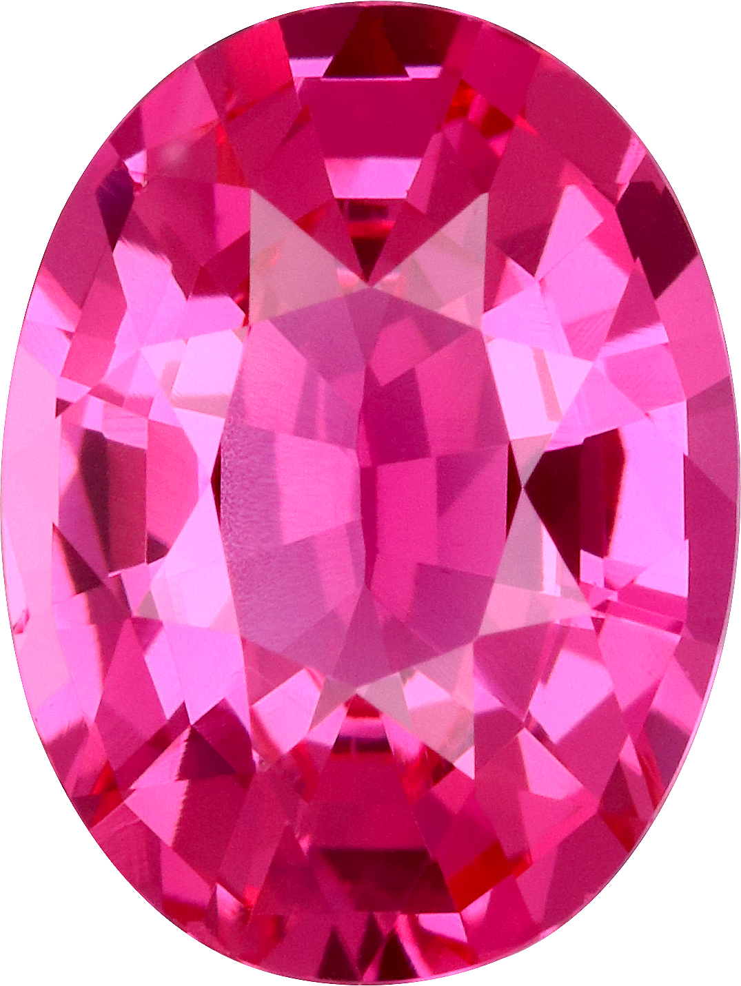 Oval cut pink spinel, 9.11 by 6.84 mm, shown at actual size