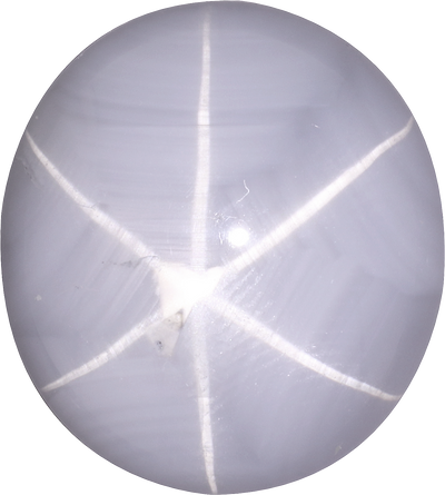 Oval cut star sapphire, 18.41 by 16.73 mm, shown at actual size