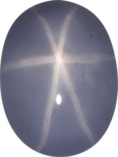 Oval cut star sapphire, 9.04 by 6.78 mm, shown at actual size