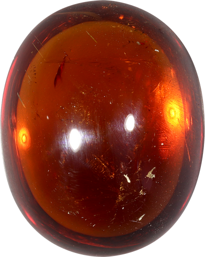 Oval cut spessartite garnet, 17.08 by 13.69 mm, shown at actual size
