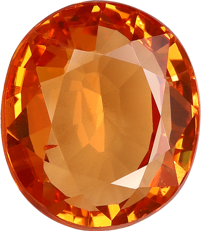 Cushion cut spessartite garnet, 9.99 by 8.67 mm, shown at actual size