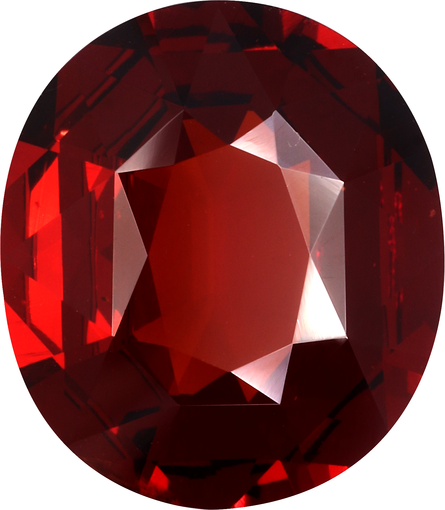 Oval cut spessartite garnet, 15.2 by 13.2 mm, shown at actual size