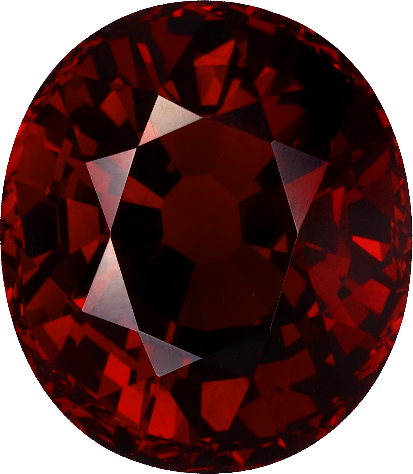 Oval cut spessartite garnet, 14.84 by 12.95 mm, shown at actual size