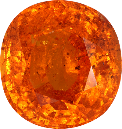 Oval cut spessartite garnet, 12.5 by 11.83 mm, shown at actual size