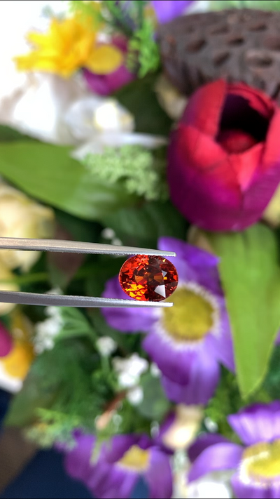 Oval cut spessartite garnet