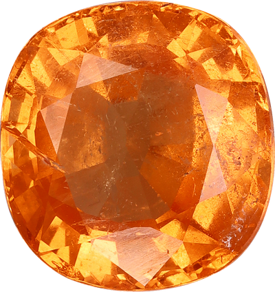 Oval cut spessartite garnet, 9.98 by 8.69 mm, shown at actual size