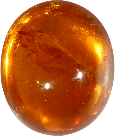 Oval cut spessartite garnet, 15.7 by 13.2 mm, shown at actual size